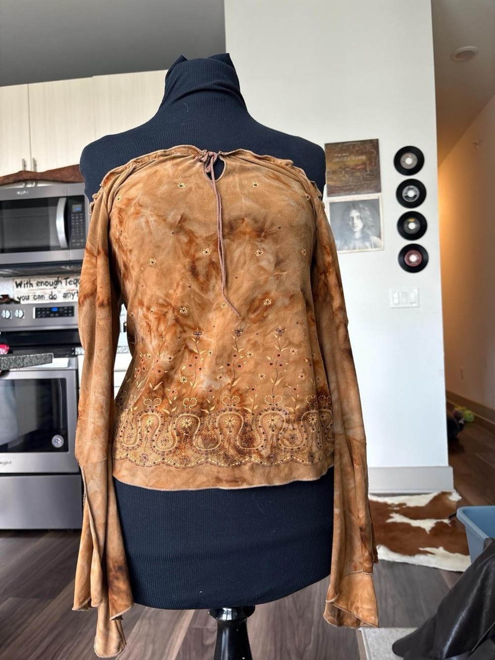 Forever 21 Brown Embroidered Off-Shoulder Blouse